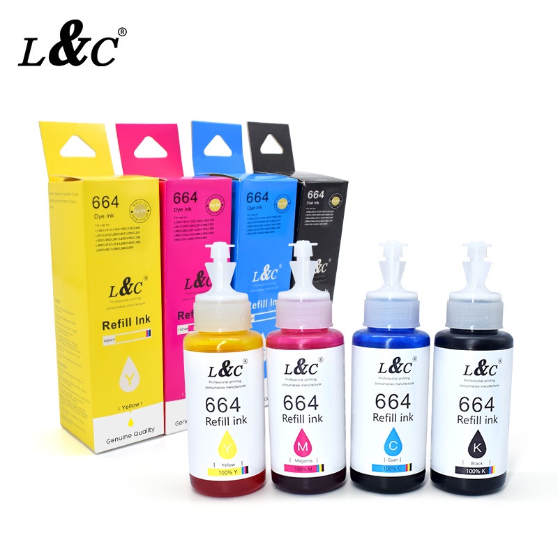 Landc Refill 664 Ink Dye Ink For Epson L Series Printer L120 L100 L110 L130 L200 L201 L210 70ml 5137