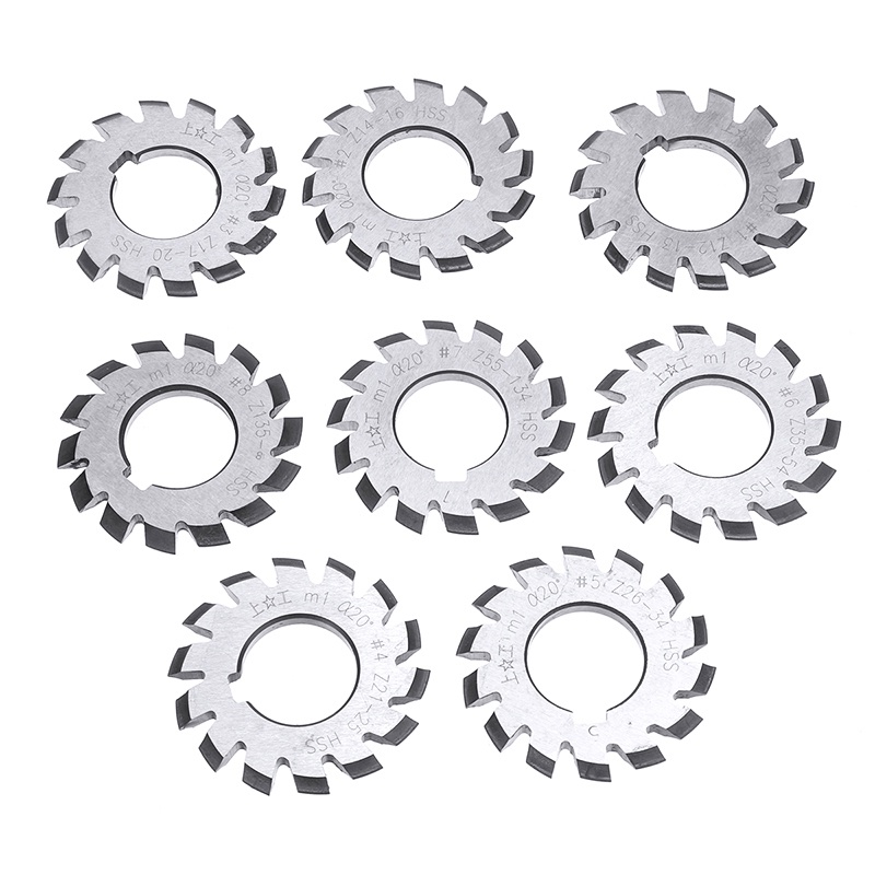 8pcs M1 Involute Gear Cutters Set HSS 18 20 Degree Milling Cutter For
