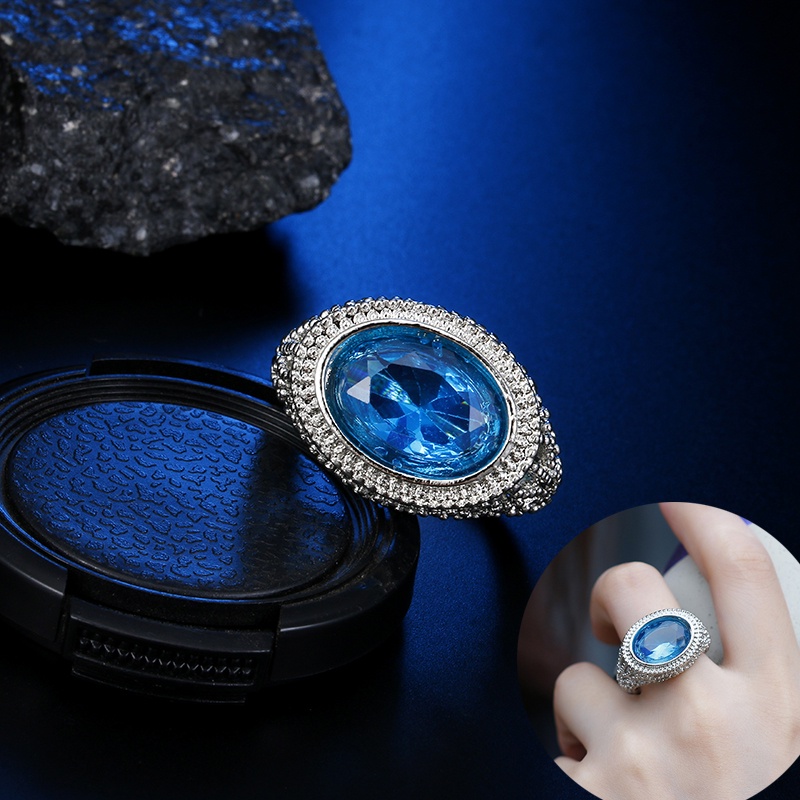 Noble Inlaid Blue Zircon Rings Elegant Collection Rings Women's Ring ...