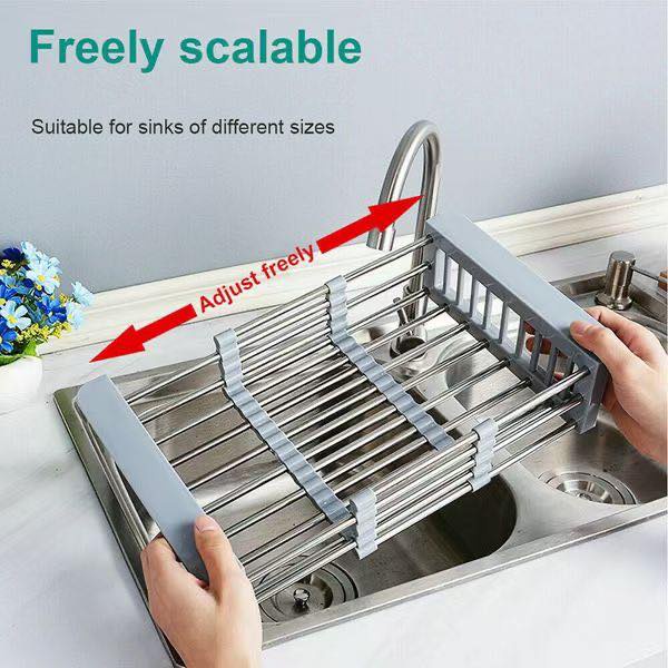Expandable Dish Drying Rack Over Sink Stainless Steel Adjustable Dish ...