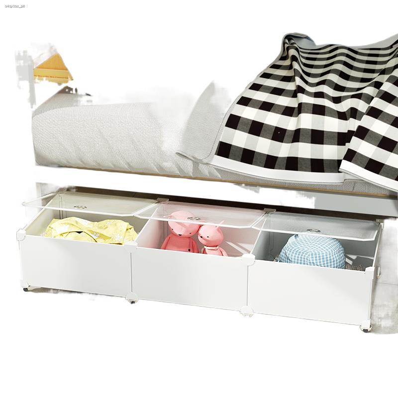 Underbed storage box with pulley to put underbed locker rack short