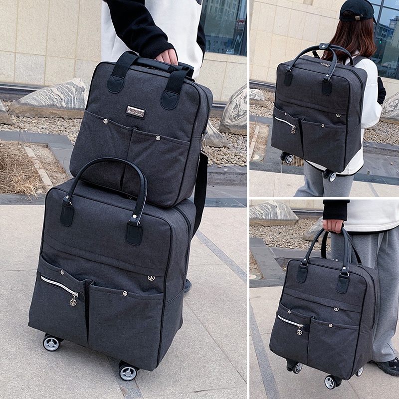 2PCS/SET Wheeled bag Women travel Backpack girl wheels trolley bags large  capacity Boarding bag Travel Luggage bag