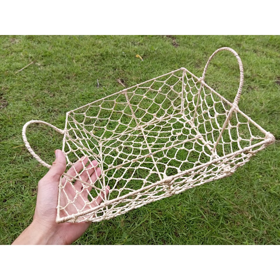 Abaca Basket Tray Fruit Basket Organizer Kitchen Tray Round and Square