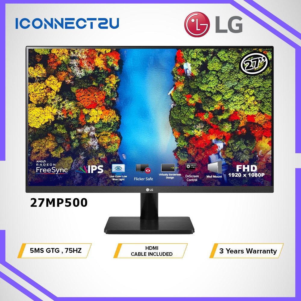 (Lg) 27" 27MP500 5ms 75Hz IPS Full HD Display AMD Freesync Monitor ...