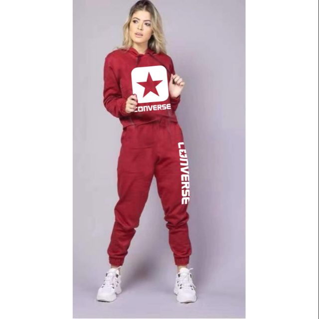 converse hooded jacket jogger ladies terno set Shopee Philippines