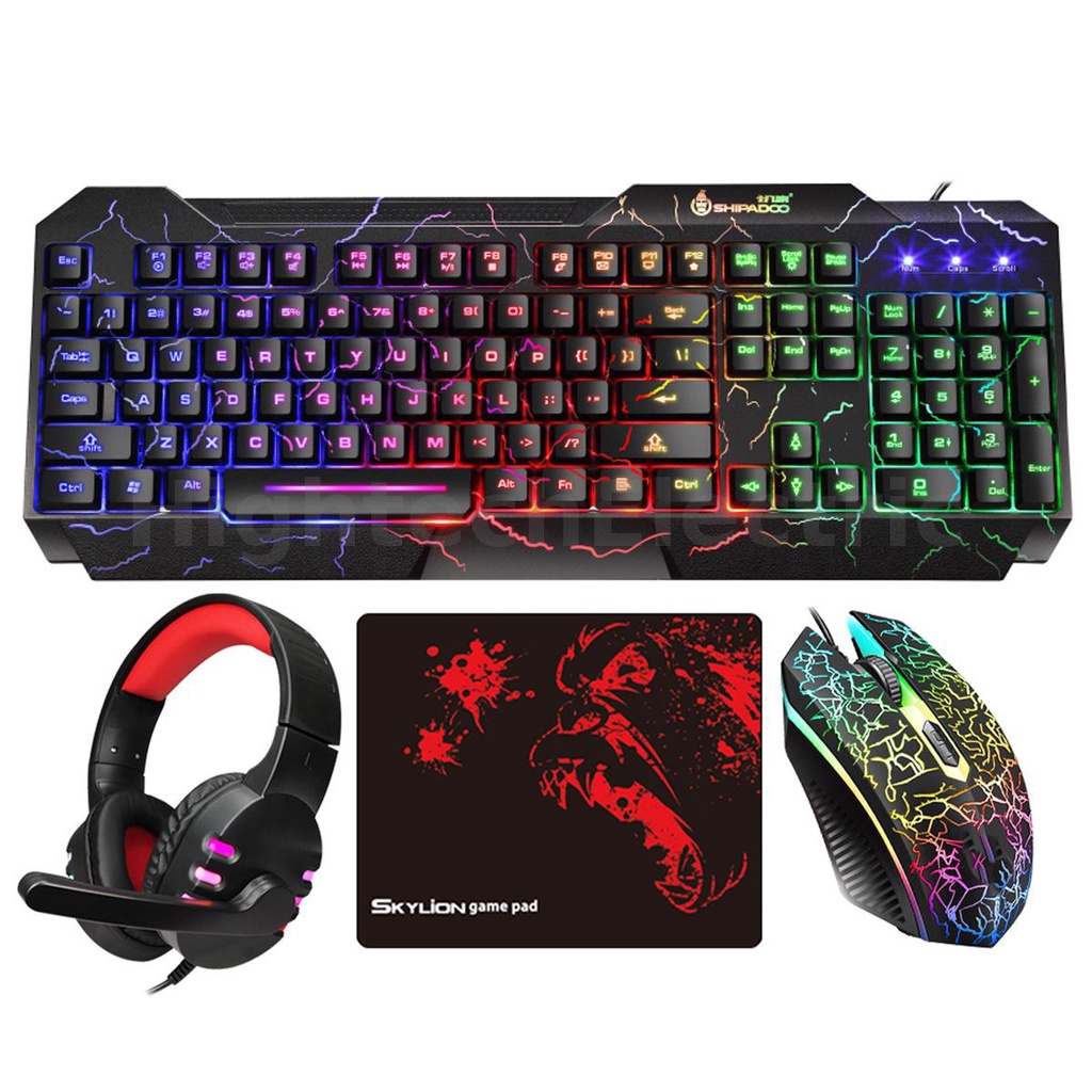 4 in 1 set 104 keys RGB Mechanical Gaming Keyboard Mouse Headset Mouse