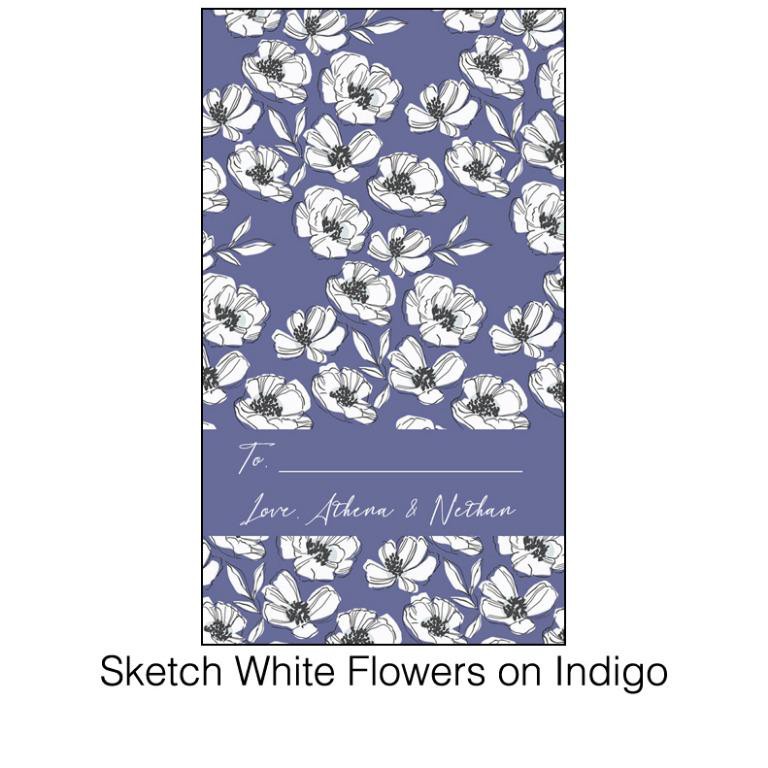 Sketch White Flowers On Indigo - Personalized Gift Wrappers | Shopee ...