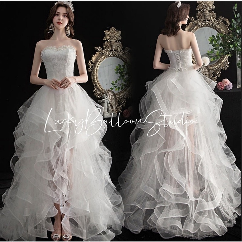 White dress with tail sales