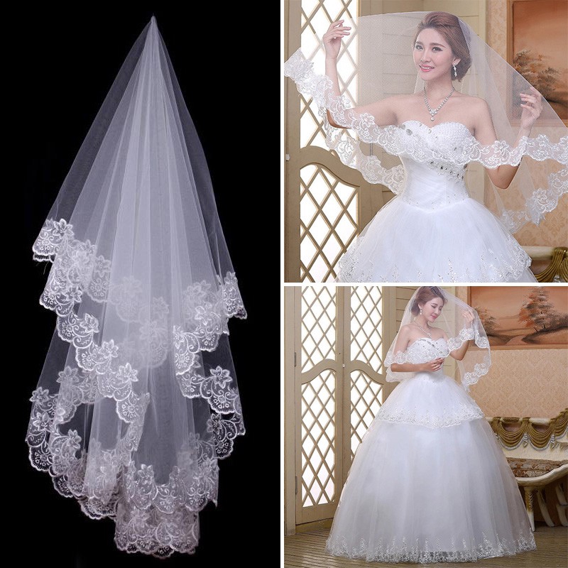 1.5 m Deartiara Lace Edge Bridal Veil High Quality Tulle/Netting ...