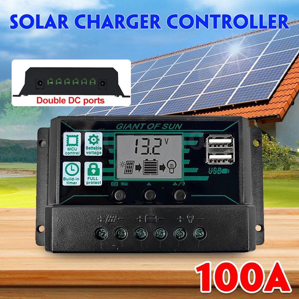 100A LCD Solar Controller MPPT Solar Charge Controller 12V 24V Solar ...