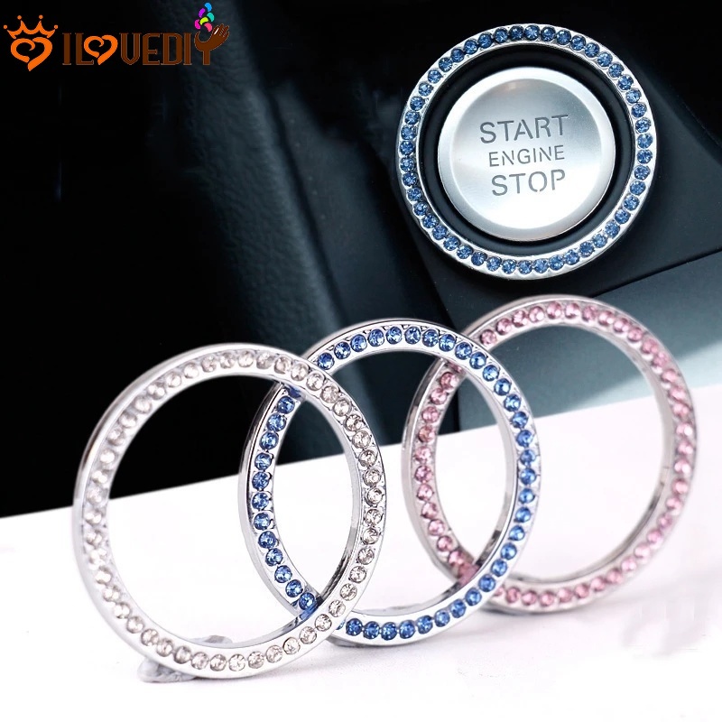 DUNGGLE Butterfly Rhinestone Car Start Button Cover - Cute Ignition Decoration, Anti-Scratch, Fits Most Cars