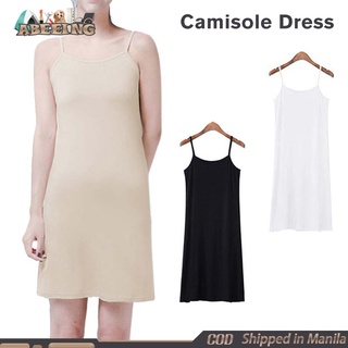 Attraco Women's Cami Dress with Built in Bra Spaghetti Strap Long Tank Top  ​Bodycon Mini Dress