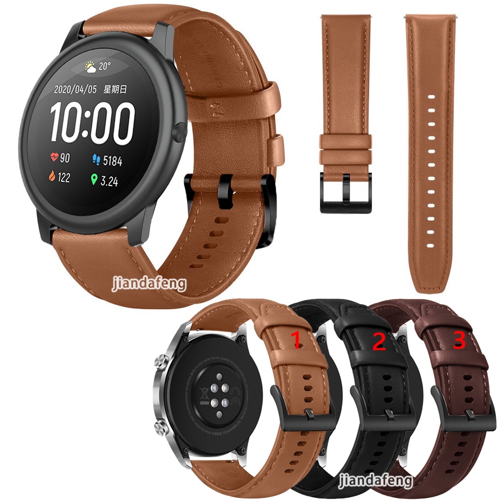Genuine leather strap top layer cowhide for Haylou Solar LS05 Smart Watch