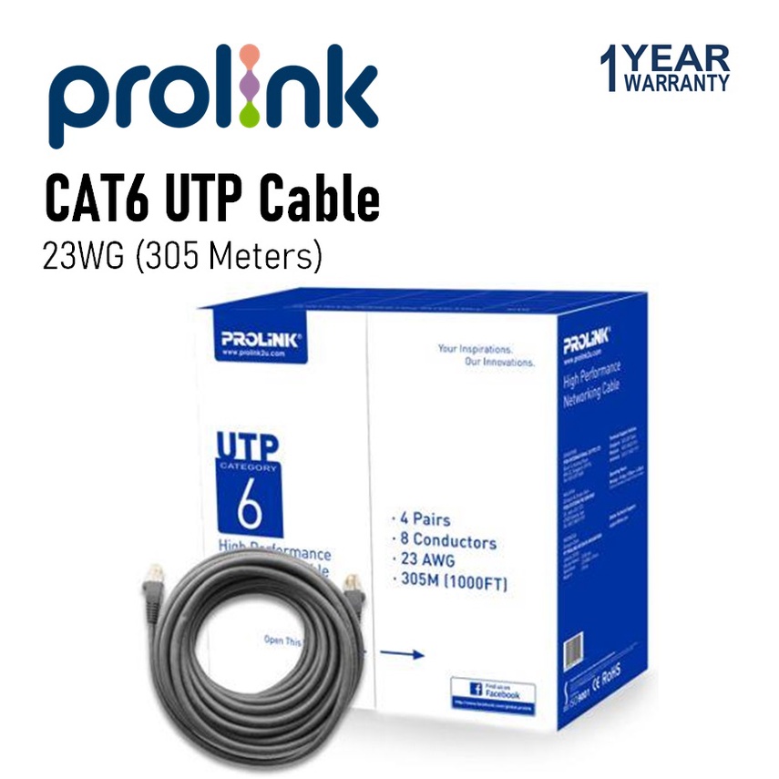 PROLiNK CAT6 23AWG UTP LAN Cable (305M) Gigabit Lan Ethernet cable/High ...