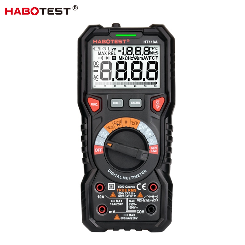 Digital Multimeter Autorange True RMS Ammeter Voltmeter Ohm Hz ...