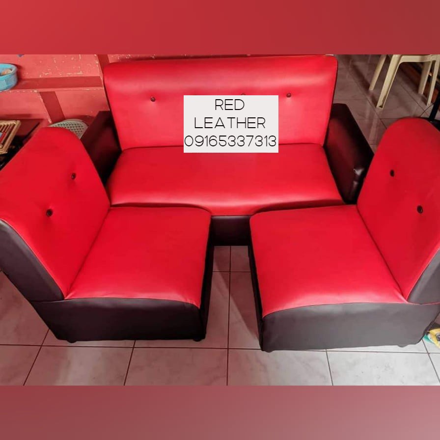 SALA SET RED AND BLACK LEATHER(FREE DELIVERY NCR ONLY) | Shopee Philippines