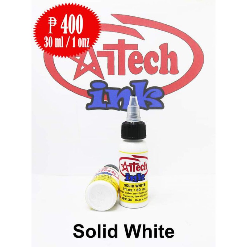 SOLID WHITE and TRIPLE BLACK ARTECK INK TATTOO INK 1 ONZ OR 30 ML ONLY ...