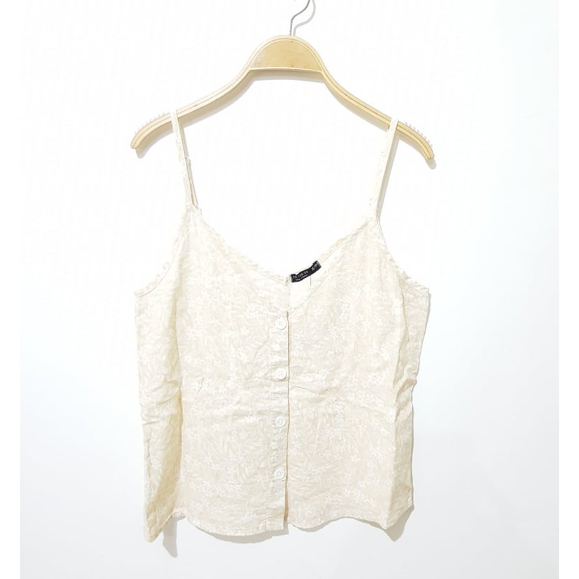 Cotton On Cami Tank Top Floral Button Front Cream