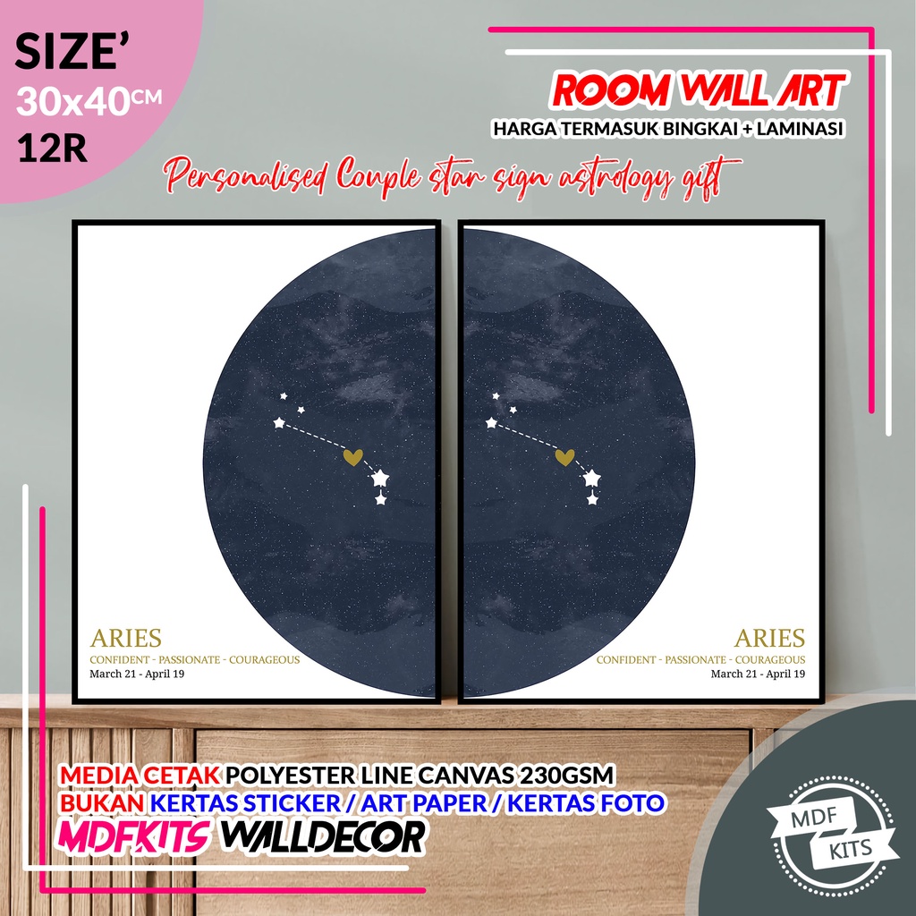 HIASAN DINDING Mdf KITS/Aries Zodiac/Horoscope/Couple/Zodiac/Wall Decor