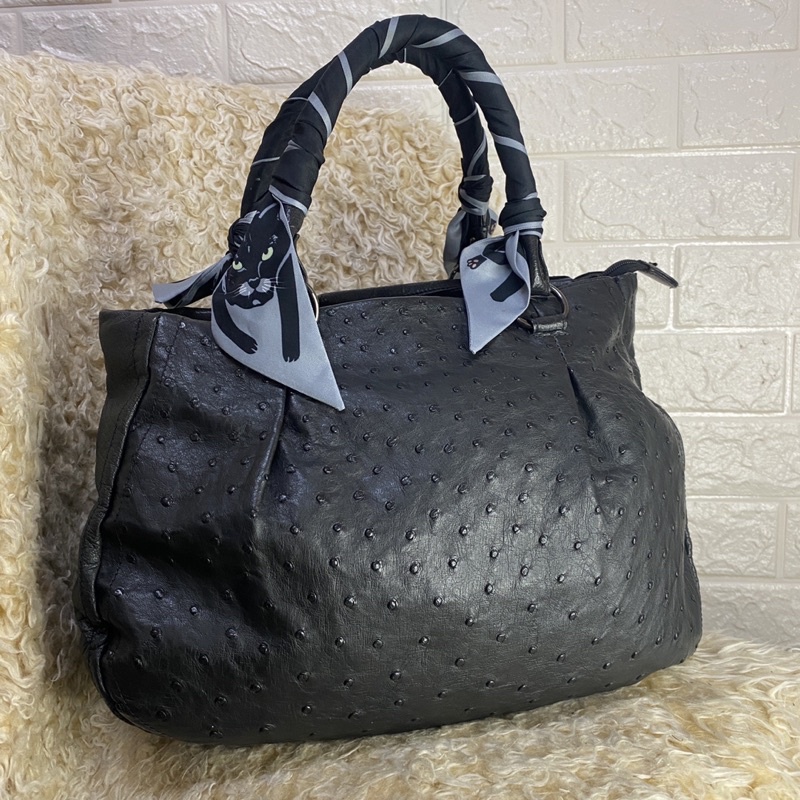 Genuine ostrich leather clearance handbag