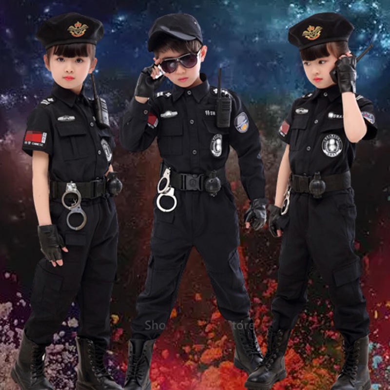 110-160Cm Boys Cosplay Police Uniforms Children's Military Swat Costume ...