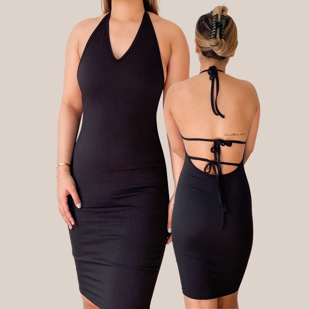 Catriona - Self Tie Backless Double Lined Bodycon Dress | Shopee Philippines
