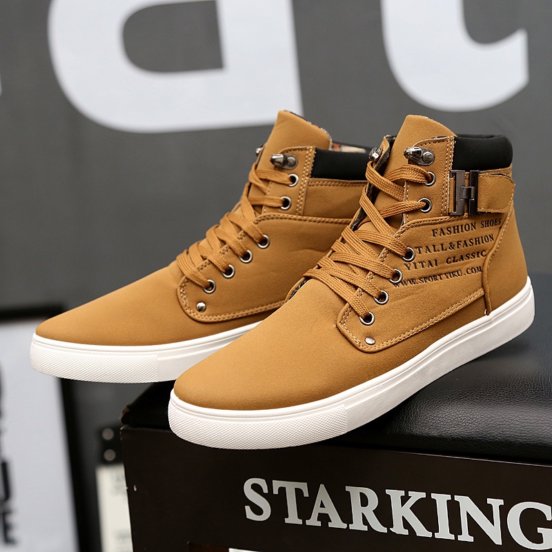 MR.BINBEITIME Autumn Winter Men's High Top Sneakers Casual Shoes Ankle ...