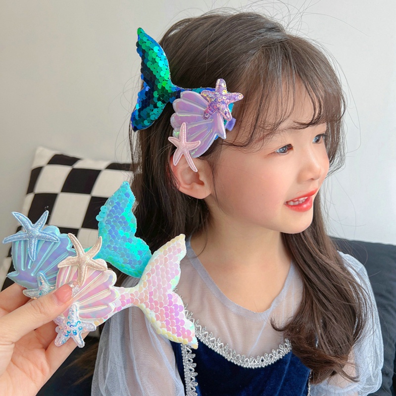 Kids Sweet Hair Clip Mermaid Tail Hairpin Disney Princess Girls Hair