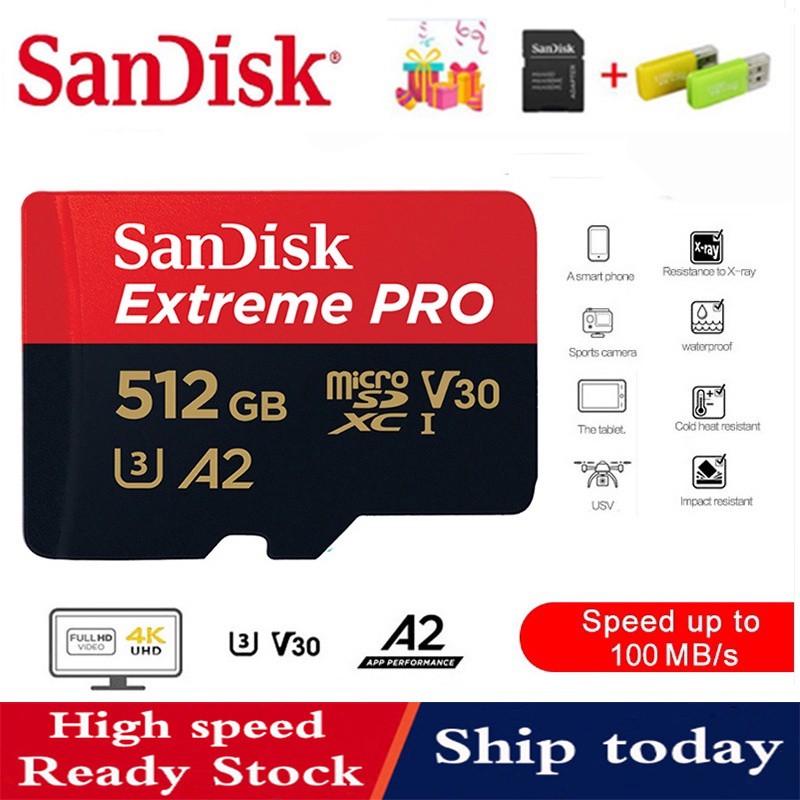 100% Original 2 Pack 32GB SanDisk Micro SD Card with Adapter TF Card Read  Speed Up to 100MB/s memory card for samrt phone and table PC Camera Drone 