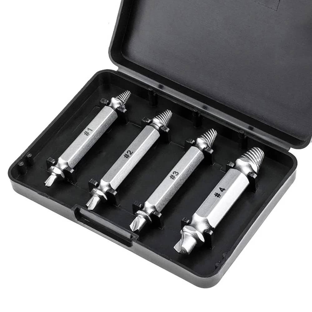 Plextone 4Pcs Damaged Screw Extractor Sets Speed Out Drill Bit Bits ...