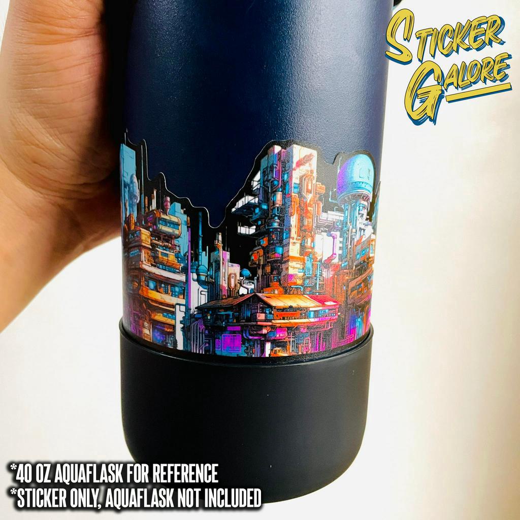 CYBERPUNK CITY 3 AQUAFLASK INFINITY STICKER (WATERPROOF AND SCRATCH ...