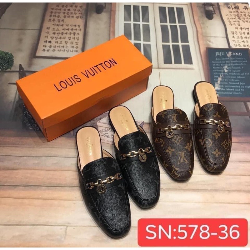 korean Lv half shoes leather