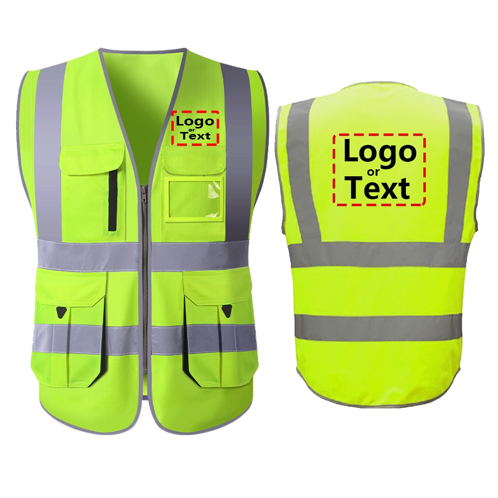 thumbnail image 2 of Get Seen With This Personalized Yellow High-Vis Safety Vest – Custom Text & Reflective Strips 2 of 6