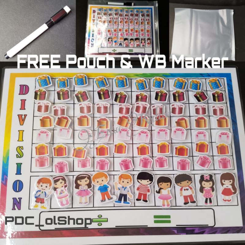 Learning Division/Laminated Worksheet with Velcro FREE Pouch&Marker ...