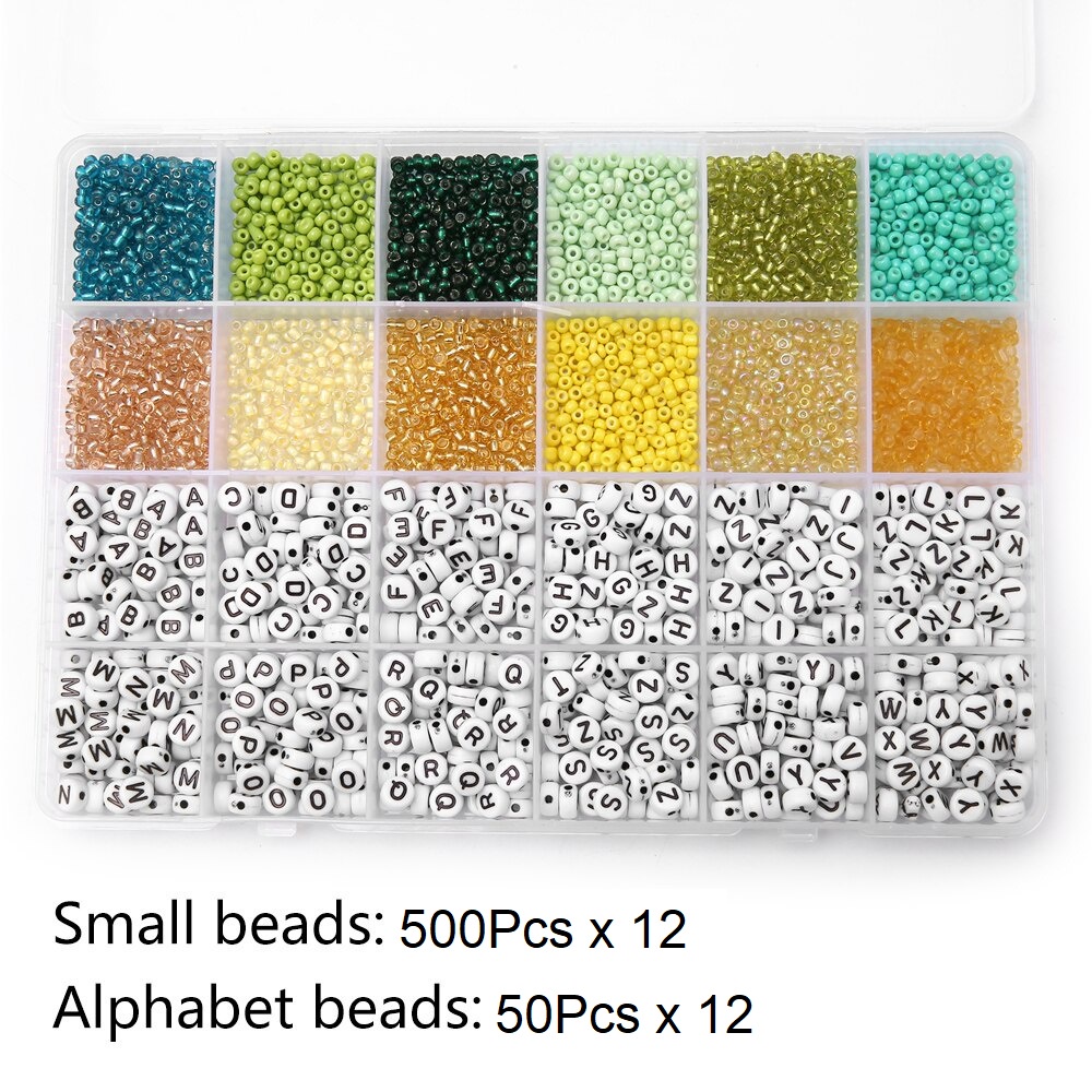 6600Pcs 2mm Glass Seed Beads Starter Kit Alphabet Beads Set Letter
