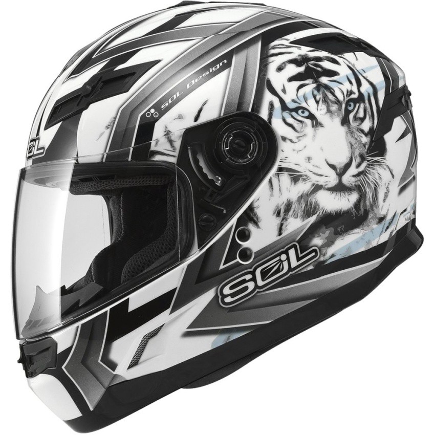 SOL FullFace SF-1 Tiger Motorcycle Helmet (White/Black) | Shopee