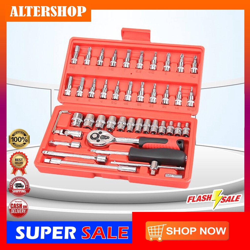 Original 46pcs/set Tool Box Car Motorcycle Repair Set Hand Tools Home