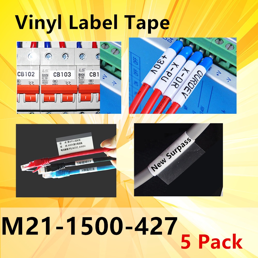 5 Pack Label Tape M211500427 vinyl Ribbon printable sleeves, Labeling