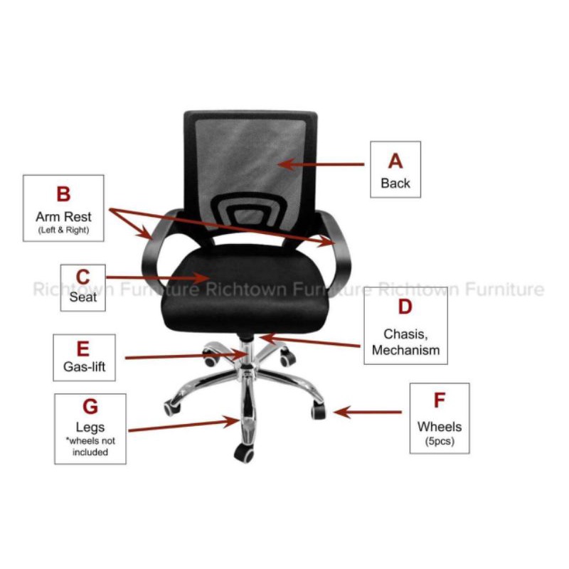 Black Diya Mesh Office Chair sale Parts