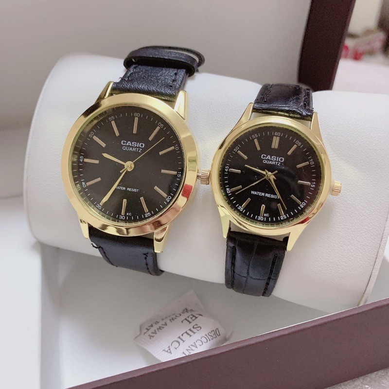 Casio couple best sale watch leather