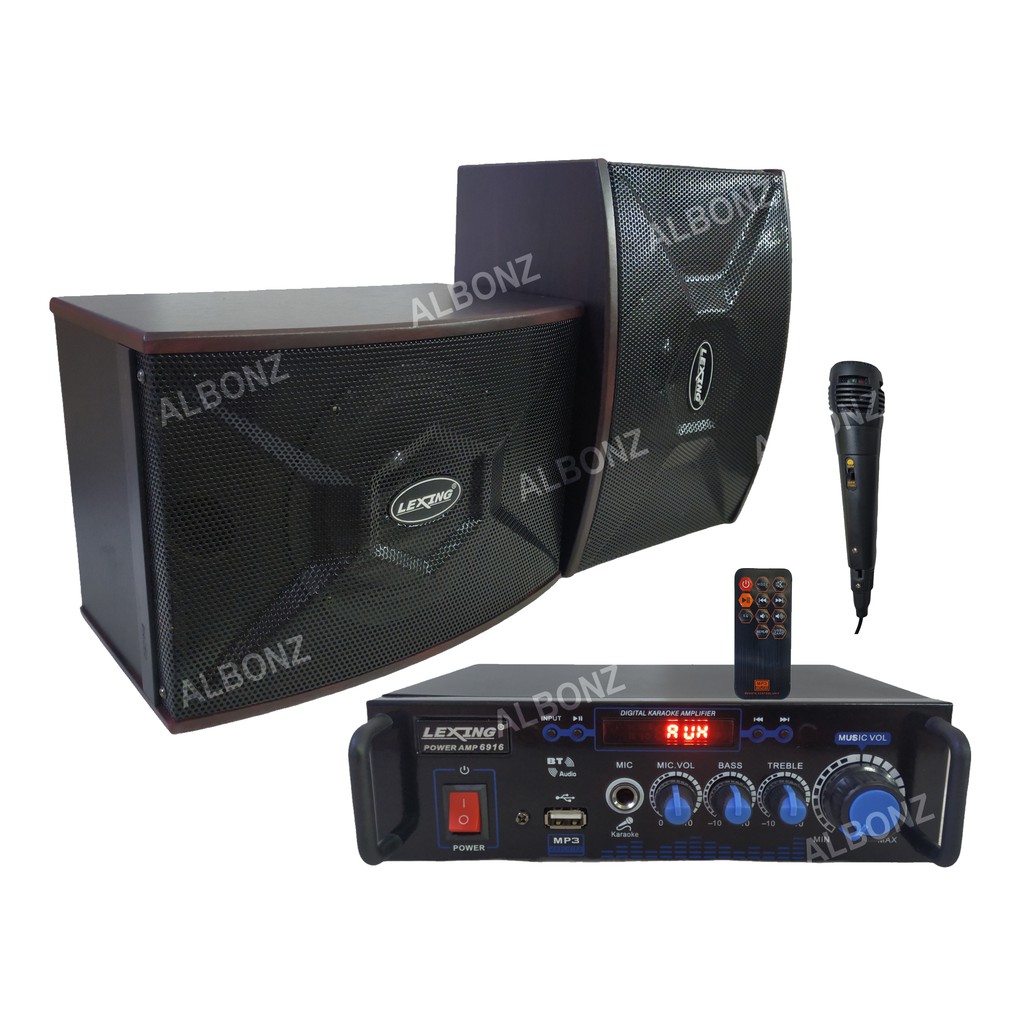 Lexing Rechargeable Amplifier with Karaoke Speaker Set Bluetooth USB SD ...