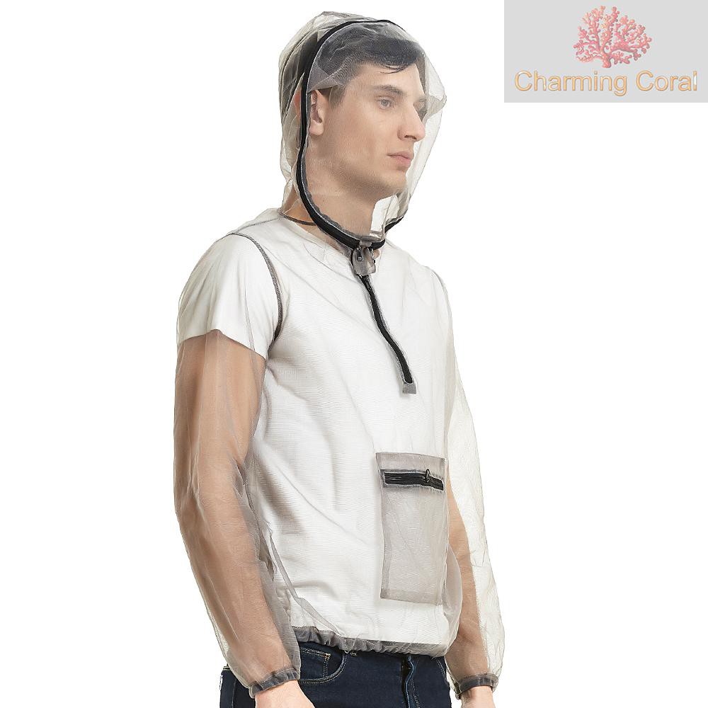 Outdoor Ultralight Mesh Hooded Bug Jacket Antimosquito See Through