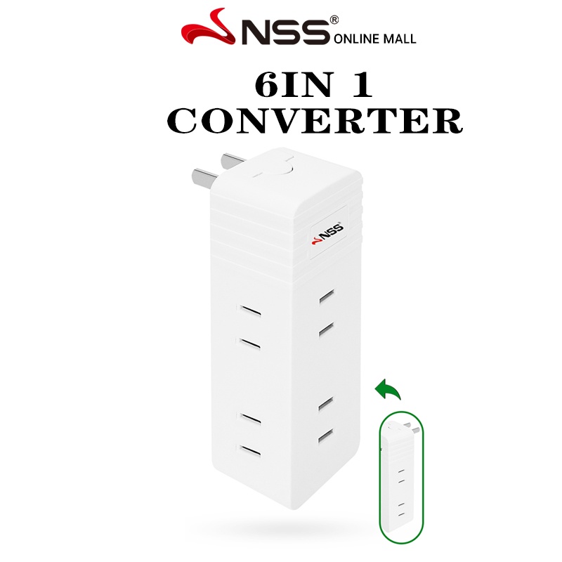NSS Outlet Extender 6 In 1Plug Power Strip For Home Office Travel ...