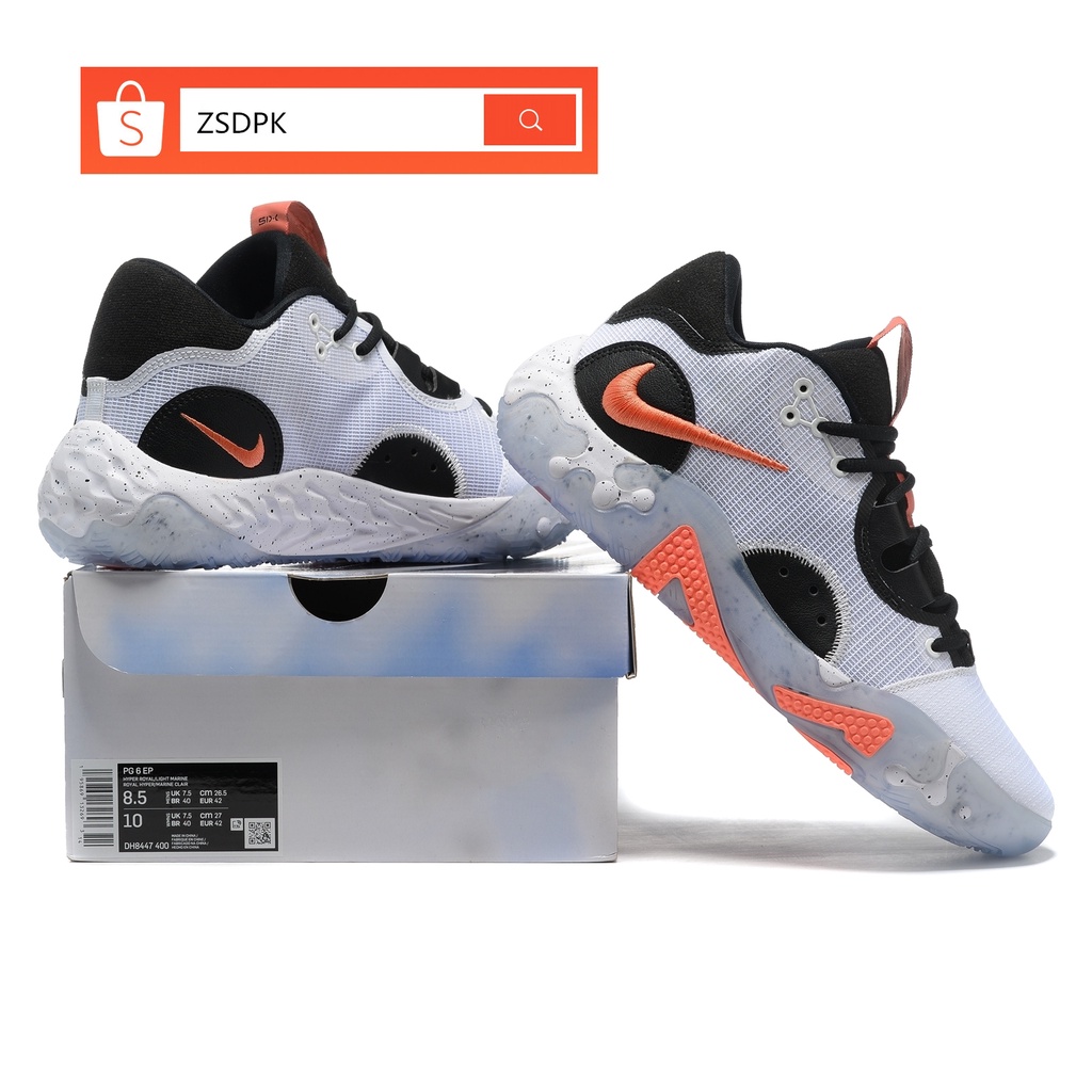 100% Original Nike Paul George PG White Orange Sports Basketball Shoes For  Men