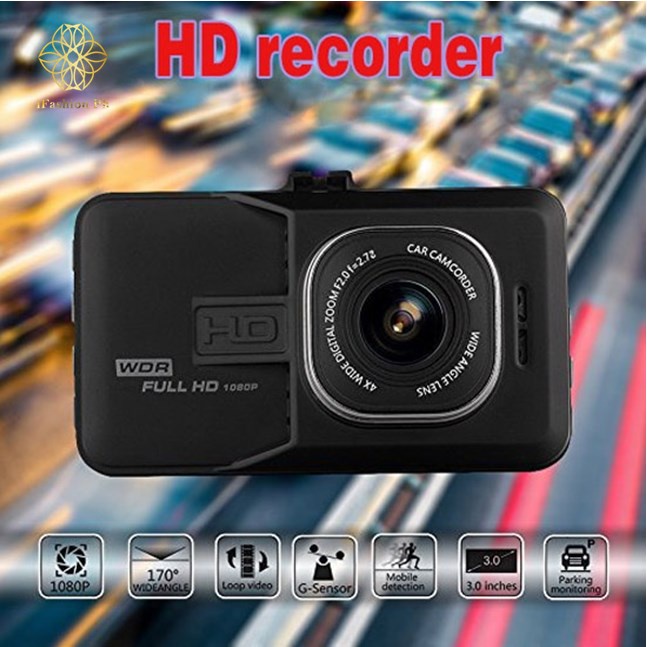 HD Tachograph Vehicle Blackbox DVR WDR Full HD 1080P 3.0" (Black