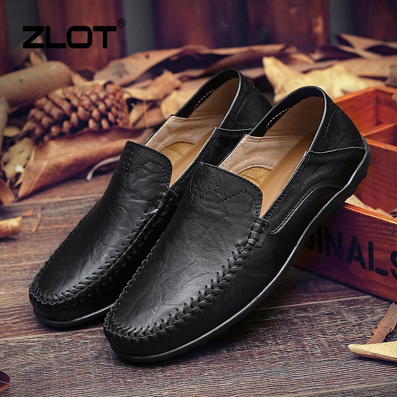 ZLOT Ready Stock Cow Genuine Leather Men Boat Shoes Fashion Casual Leather Driving Shoes Slip On Loafer Shopee Philippines