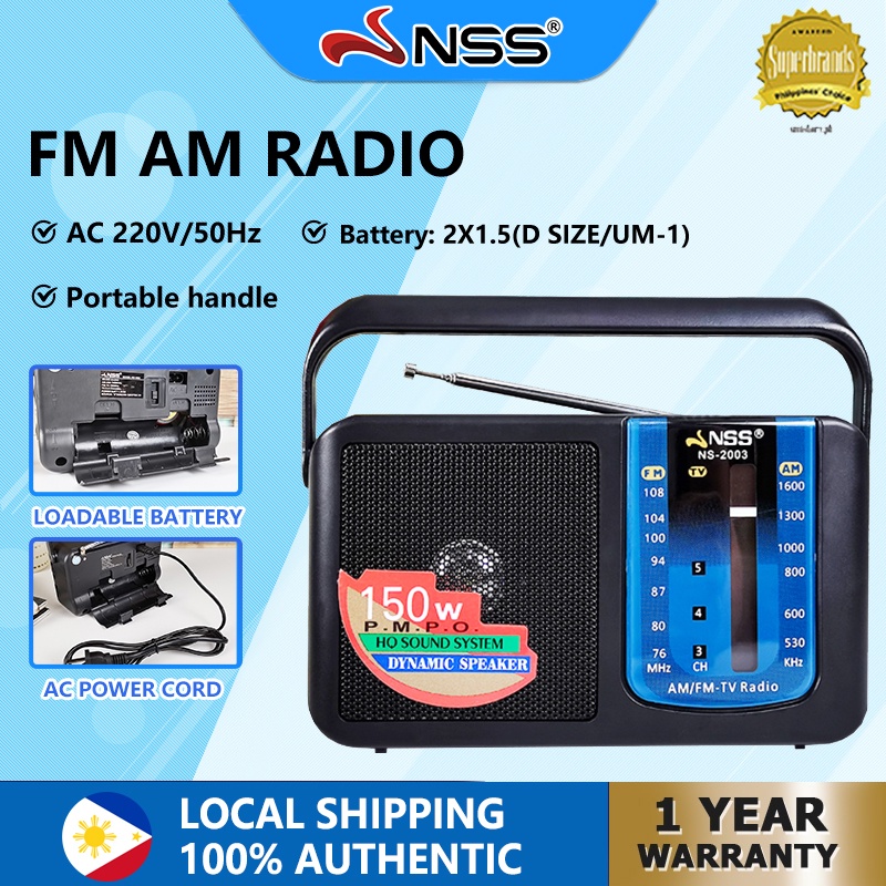 NSS 3 Band Radio AM/FM/TV Radio AC/DC Powered Radio Portable Radio with ...