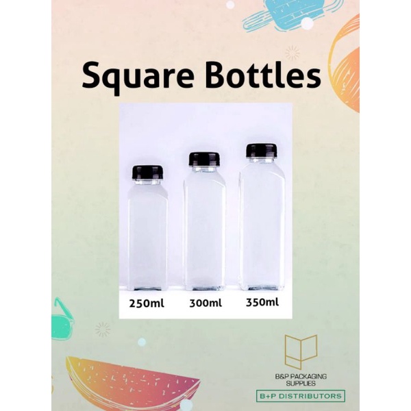 Square Bottle Cylinder Bottle 250ml 300ml 350ml Per Piece Empty