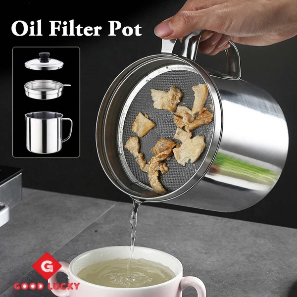 GL_1.8L Stainless Steel Filter Separator Oil Storage Pot For Kitchen ...