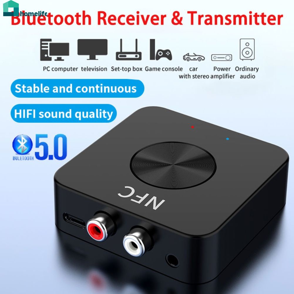 2 In 1 USB Bluetooth 5.0 Transmitter Receiver Adapter Wireless For PC Car  Kit 